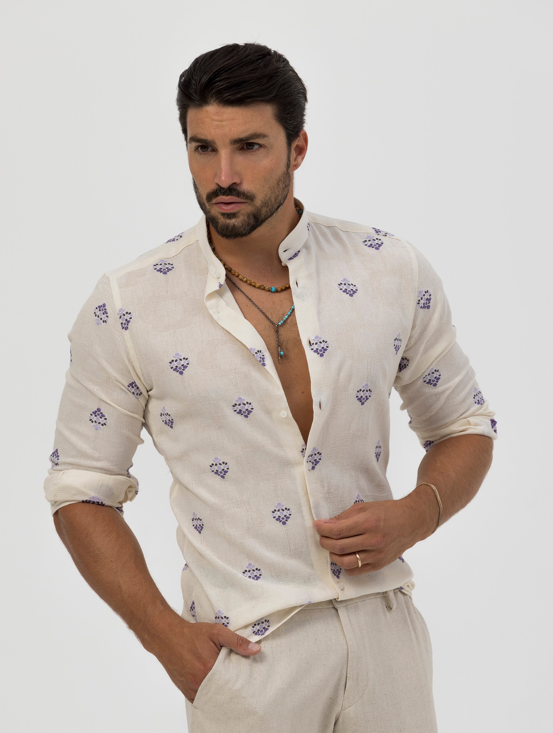 Hiroshi Printed Shirt in Cream Hiroshi Printed Shirt in Cream