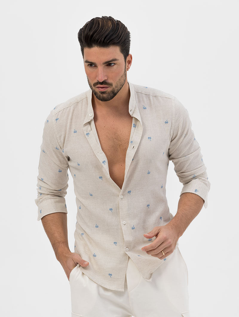 Palm Printed Shirt in Beige Palm Printed Shirt in Beige