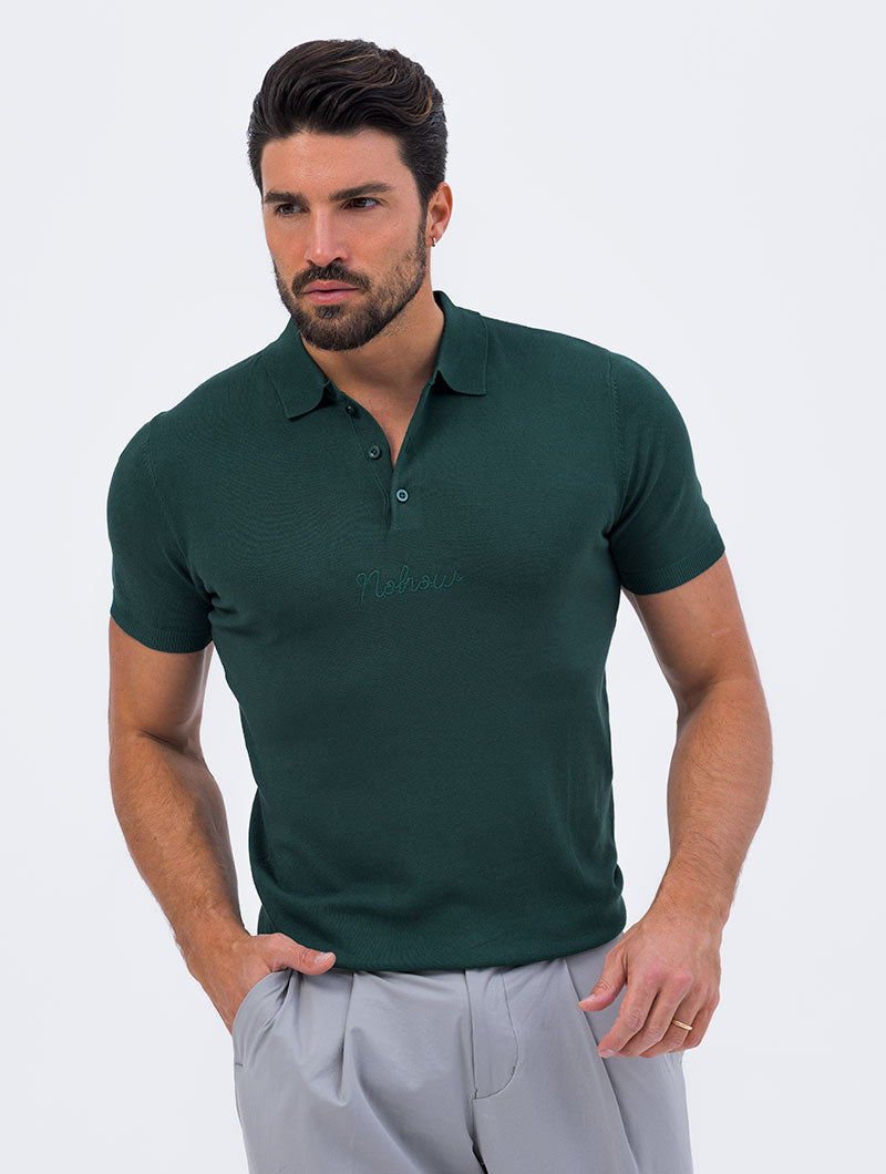 KNITTED SHORT POLO IN GREEN