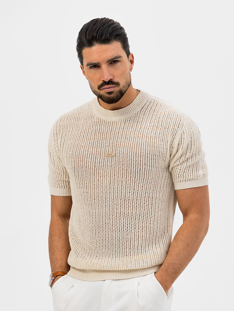 KNITTED T-SHIRT IN BEIGE