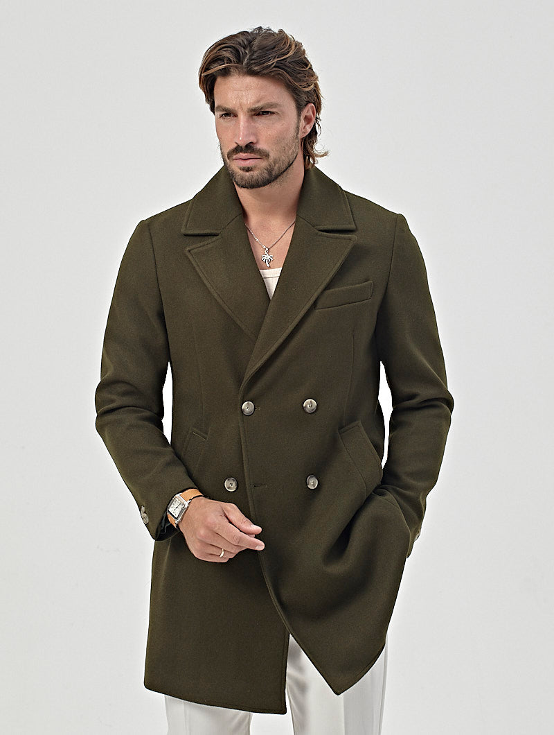 DOUBLE BREASTED LONG COAT GREEN