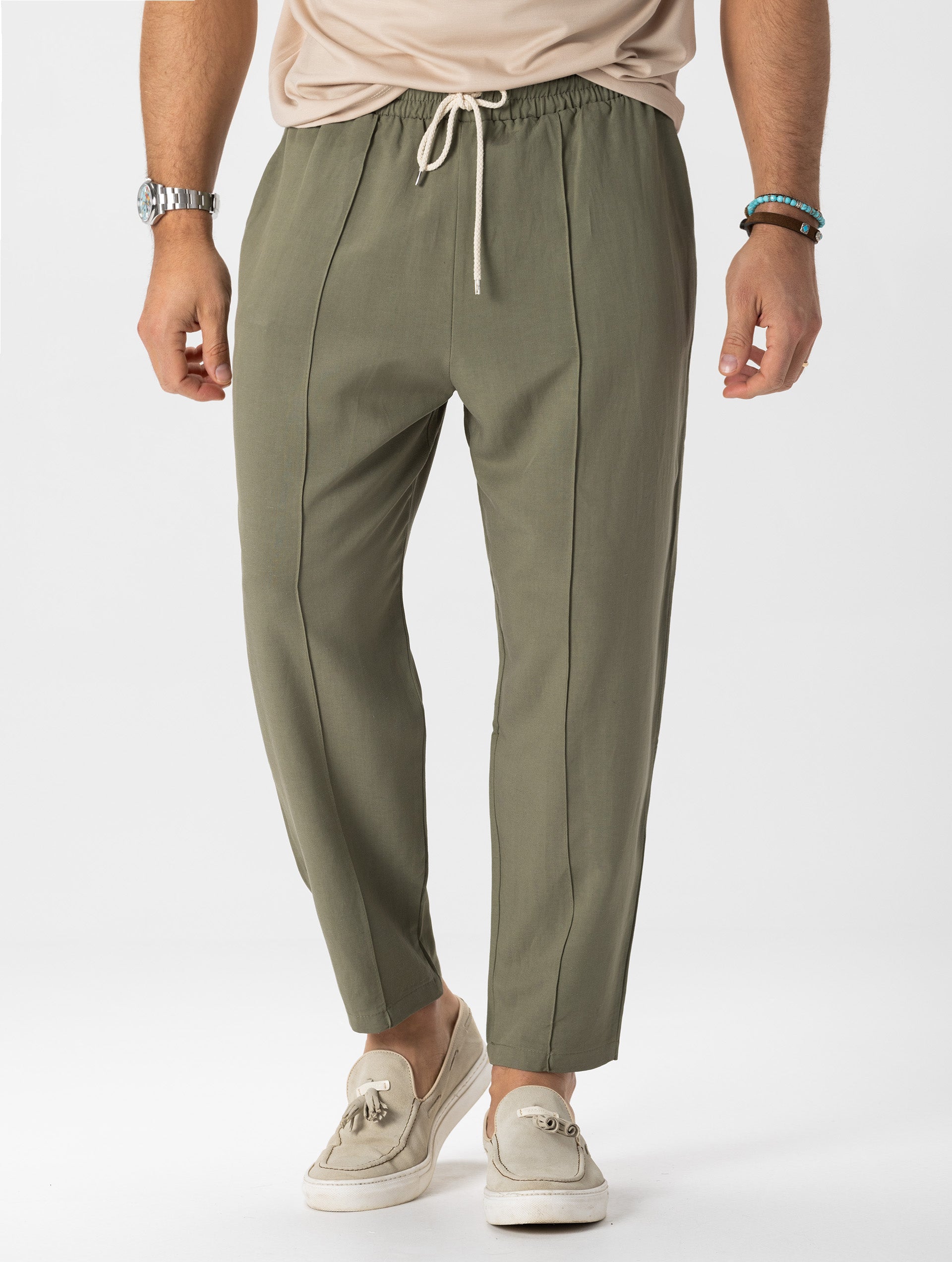 DRAWSTRING CASUAL PANTS IN GREEN DRAWSTRING CASUAL PANTS IN GREEN