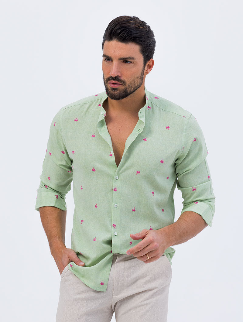 PALM PRINTED SHIRT IN GREEN