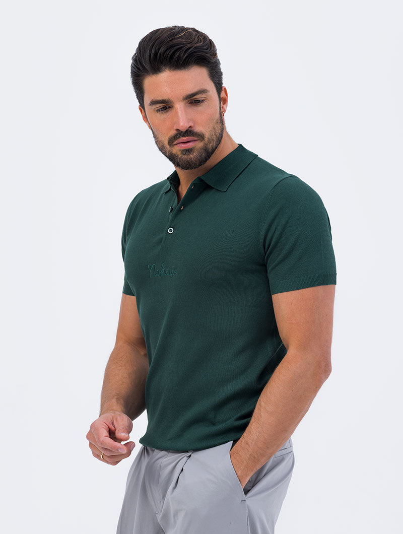 KNITTED SHORT POLO IN GREEN