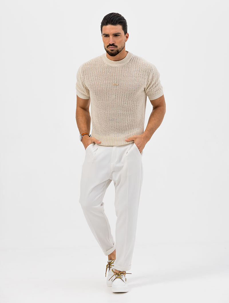 KNITTED T-SHIRT IN BEIGE