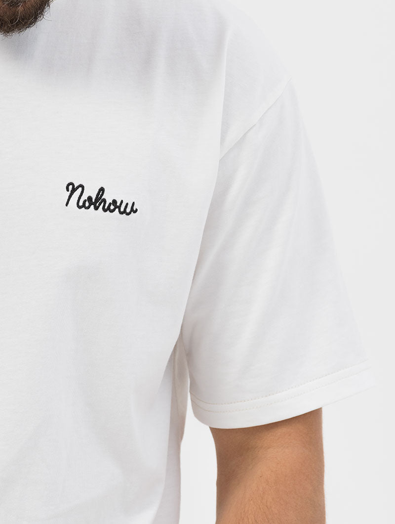 NOHOW LOGO OVERSIZED T-SHIRT IN WHITE
