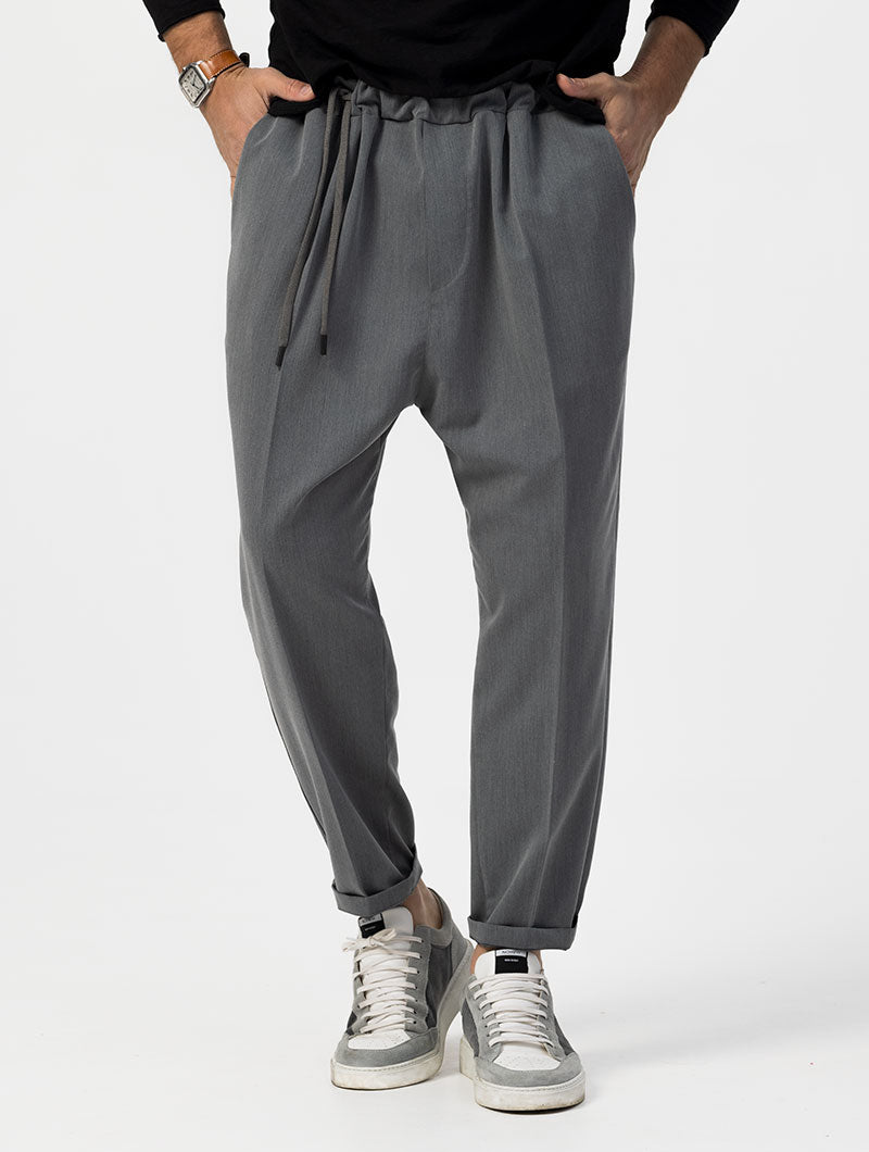 New-design Slant Pocket Drawstring Sweatpants (Color : Grey, Size