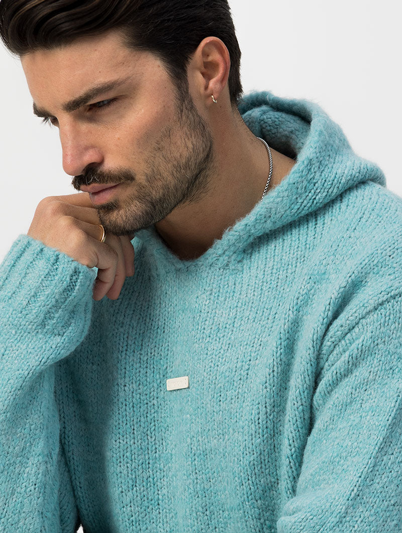 ACE HOODIE SWEATER IN TURQUOISE