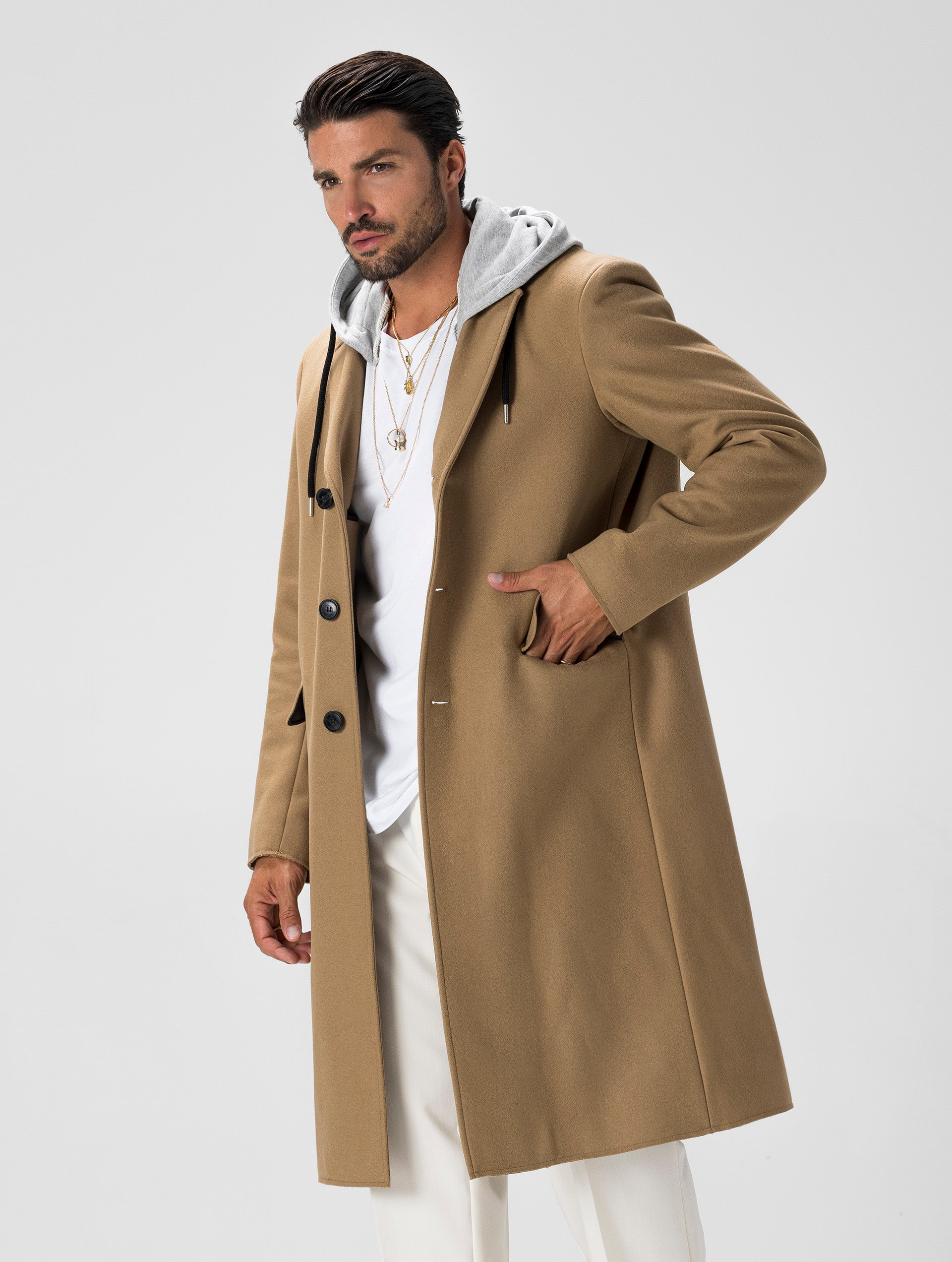 W DEXTY COAT IN CAMEL AND GREY