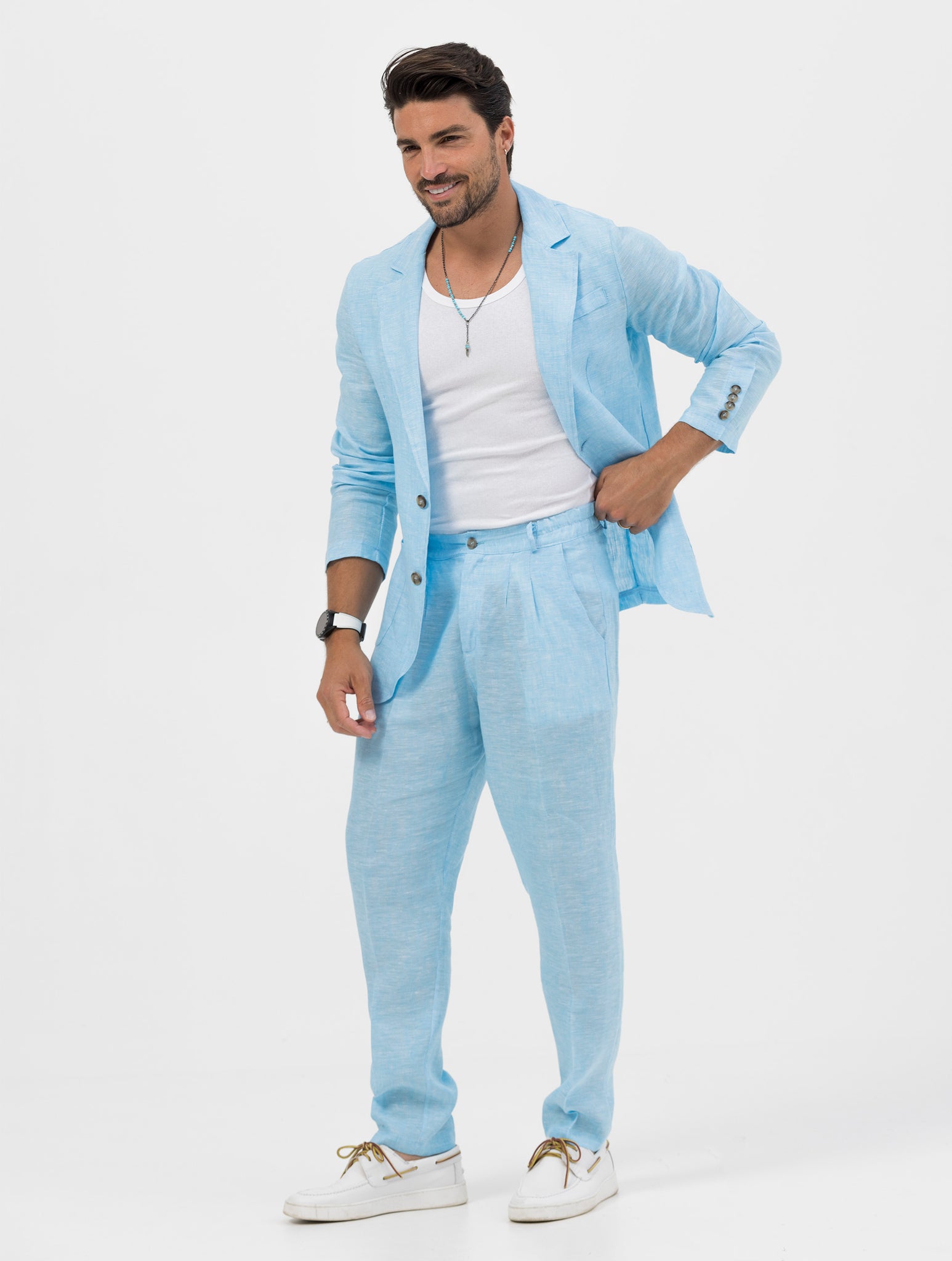FEDRO SINGLE BREASTED SUIT IN TURQUOISE