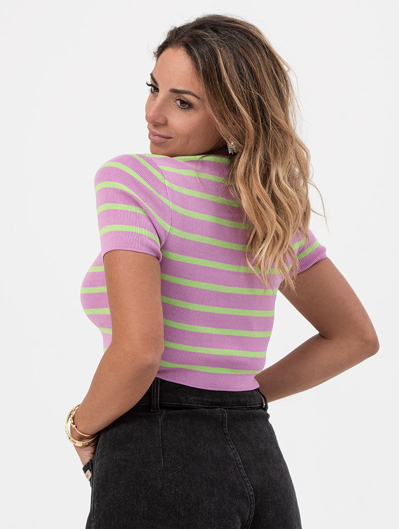 AUDREY T-SHIRT IN PINK AND GREEN