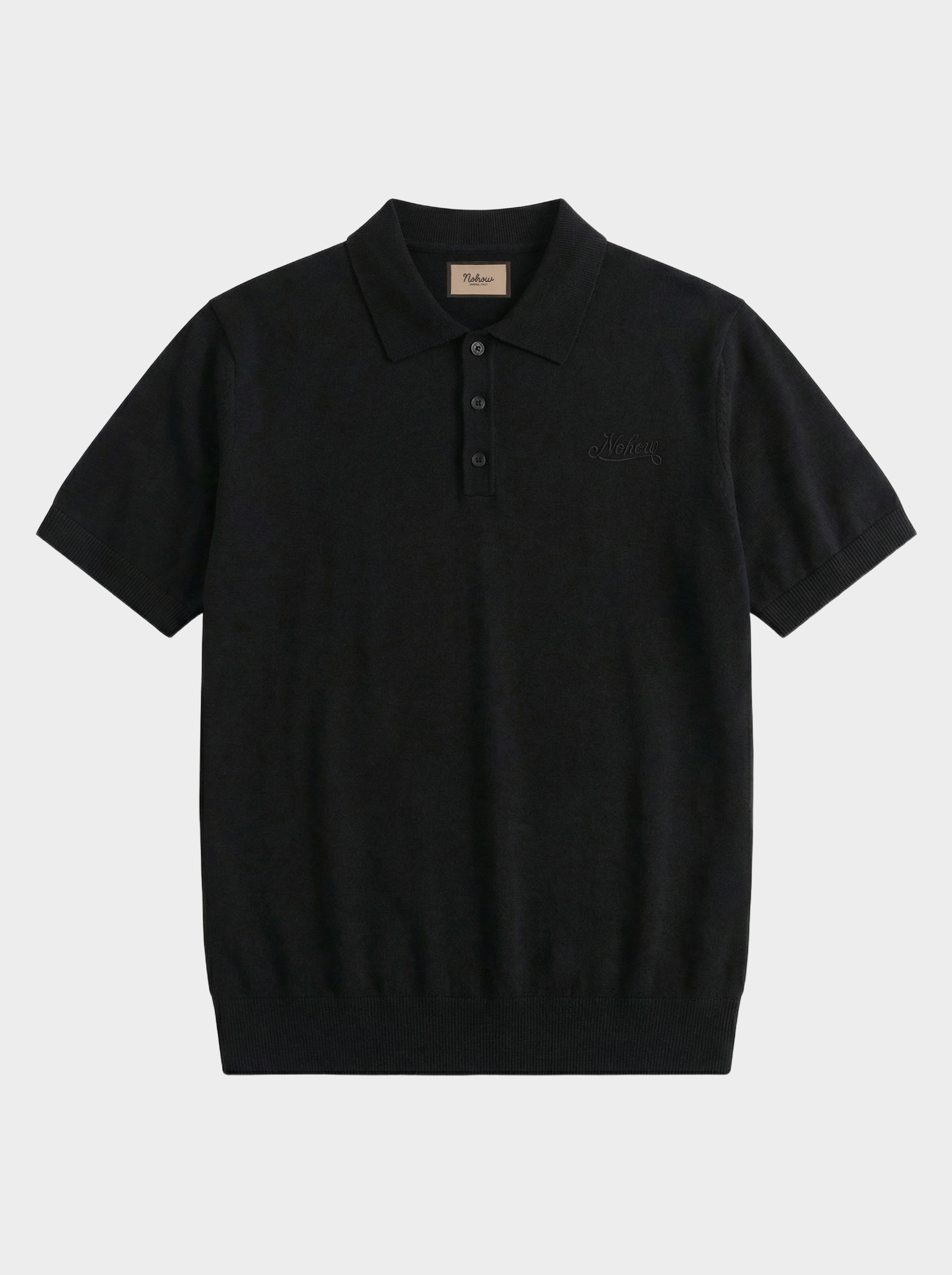 Knitted short polo in Black