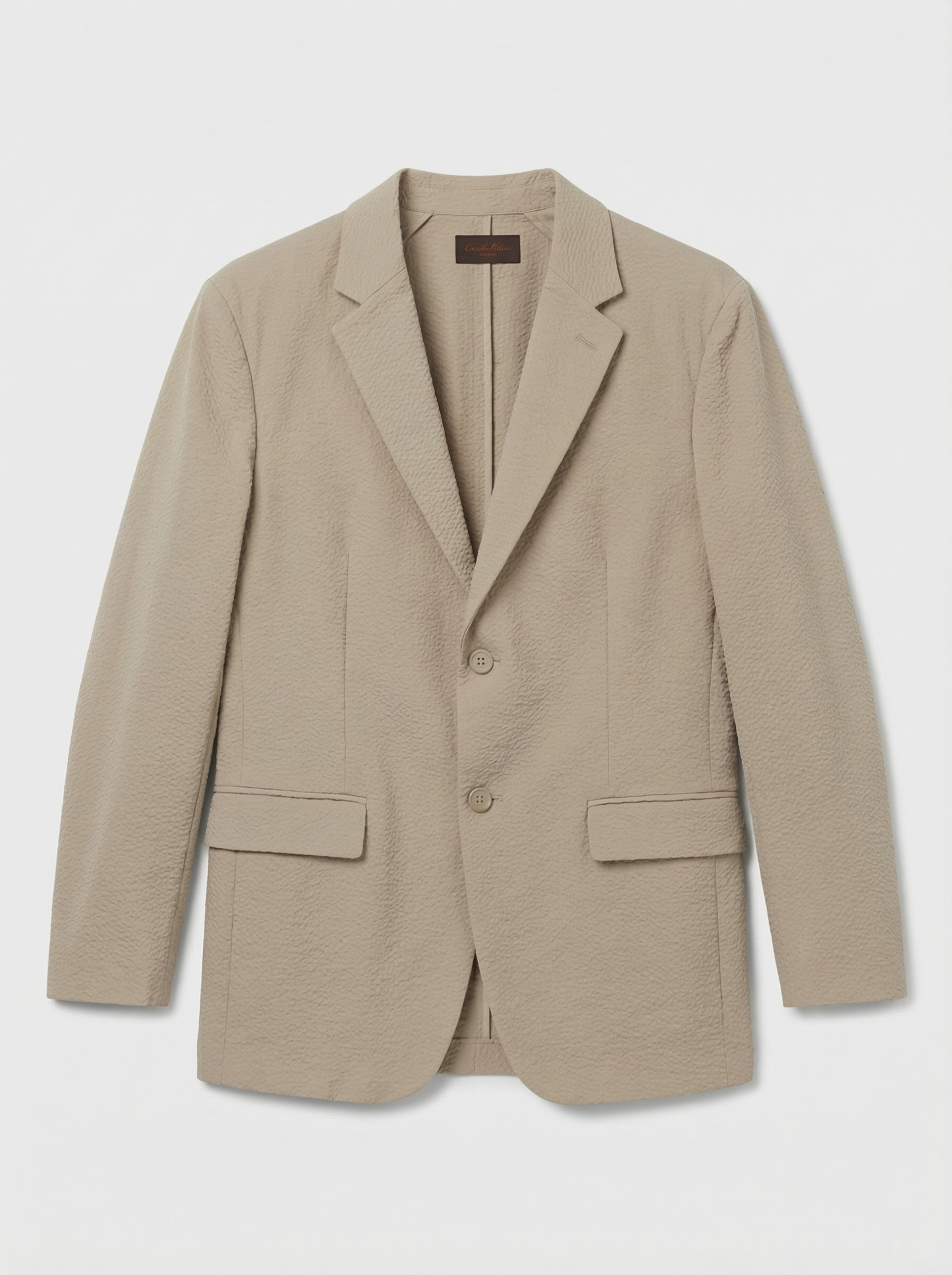 Seersucker blazer in sand