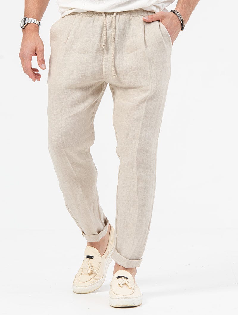 Slim fit linen pants in beige Slim fit linen pants in beige