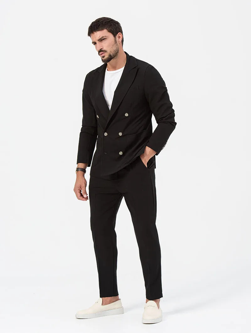 LINCOLN DOUBLE BREASTED SUIT IN BLACK