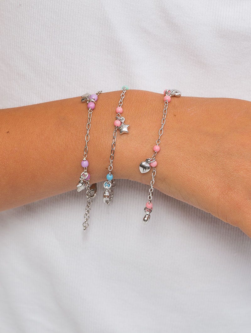 KIDS BRACELETS WITH HEARTS IN PINK UNICA