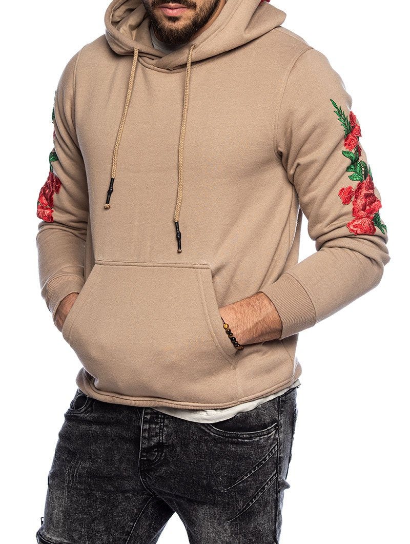 ROSES POCKET SWEATSHIRT IN BEIGE