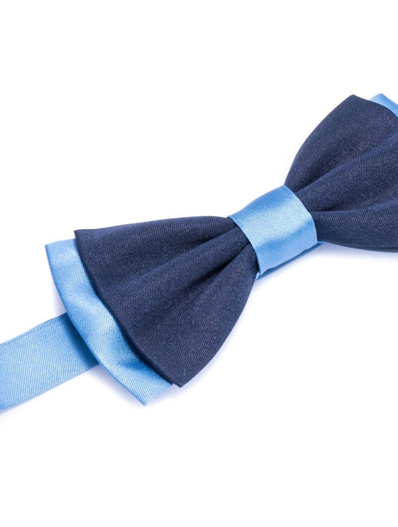 BLUE & NAVY DOUBLE COLOURED BOW TIE