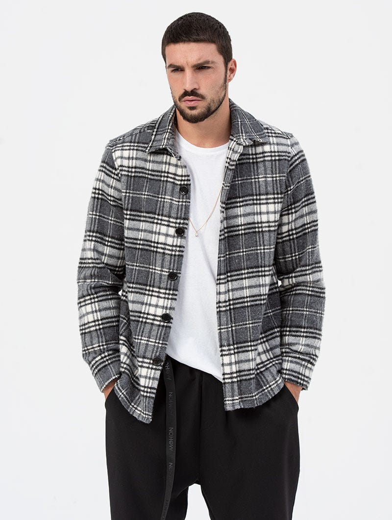 Karierte Schwarze Kapuzenjacke Herren Karierte Schwarze