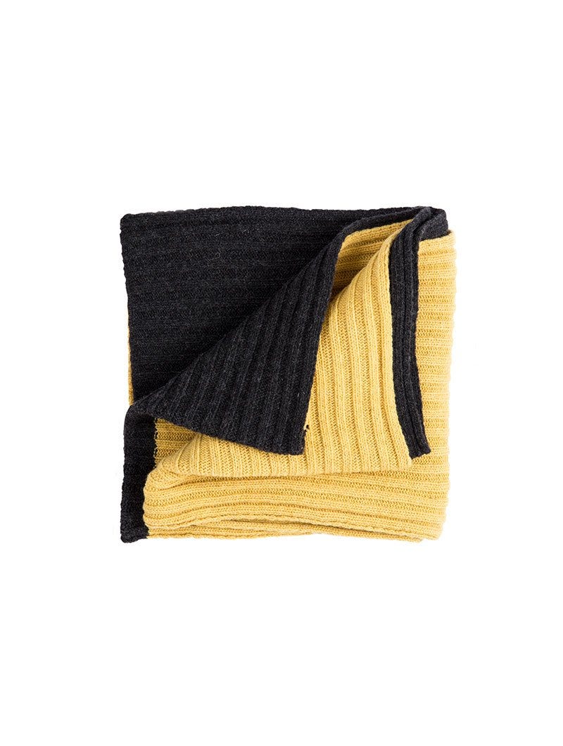VELIA TWO-TONE RIBBED SCARF IN YELLOW AND GREY
