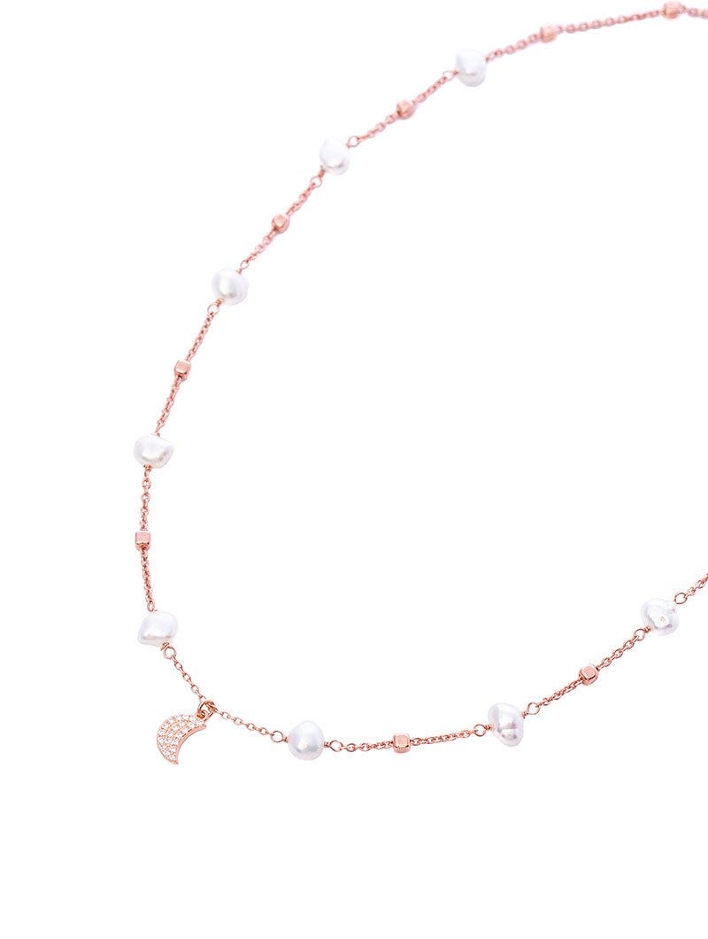 JASMINE NECKLACE IN ROSE GOLD WITH CUBE PEARLS
