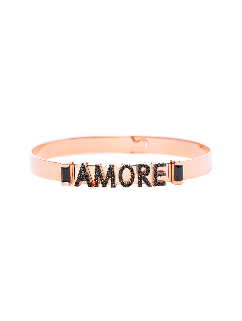AMORE BRACCIALE RIGIDO IN ORO ROSA CON SCRITTA AMORE BRACCIALE RIGIDO IN ORO ROSA CON SCRITTA
