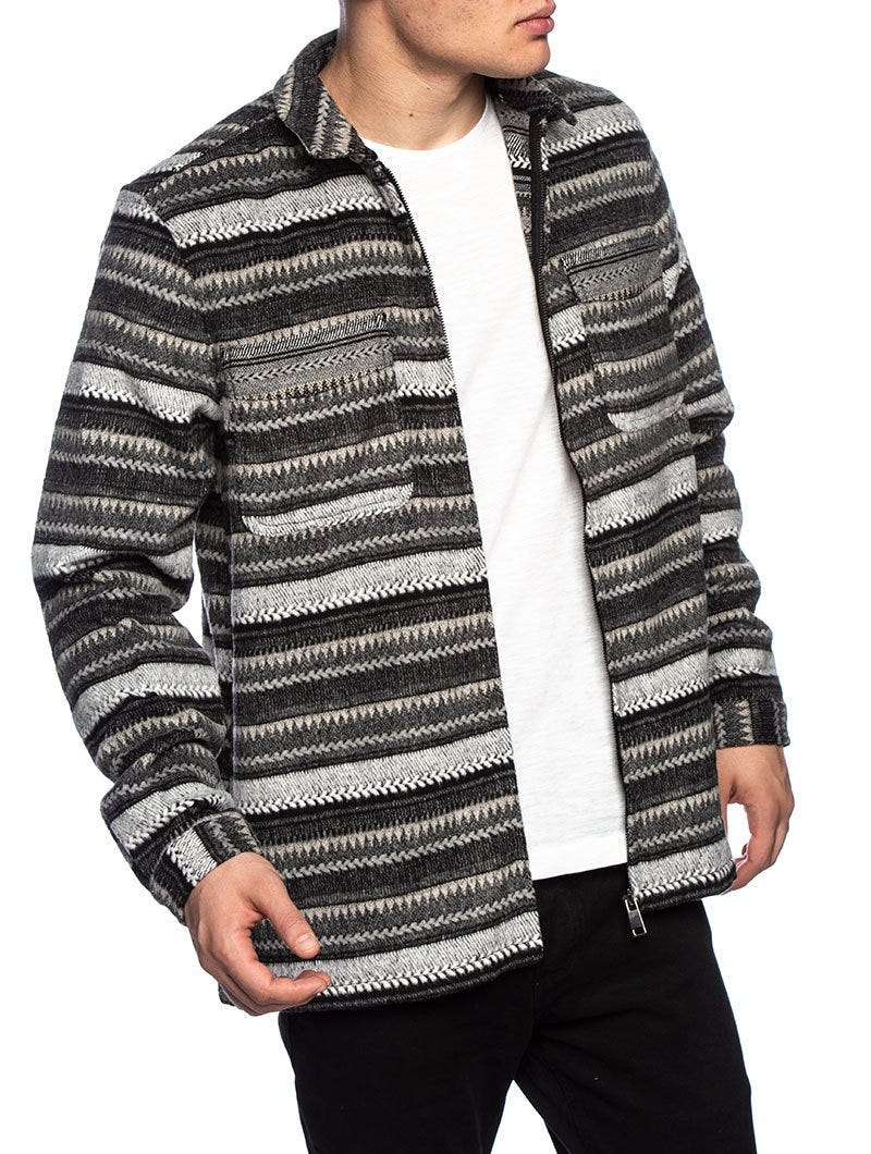 AKHANKY JACKET IN STRIPED GREY AND BLACK