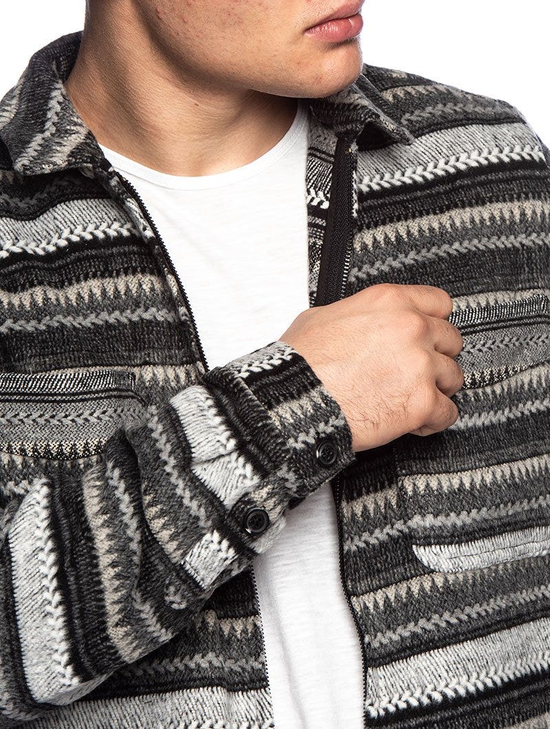 AKHANKY JACKET IN STRIPED GREY AND BLACK