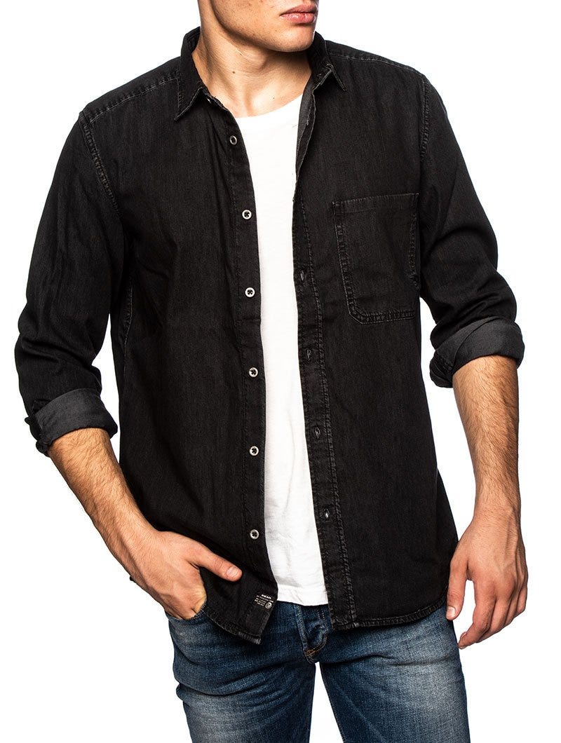 D-BER DENIM SHIRT IN BLACK DENIM - Main Image