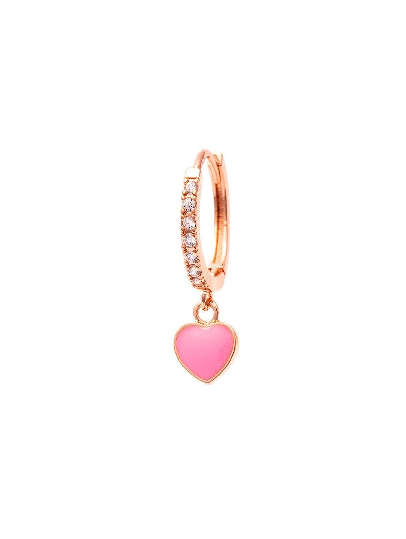 REBECCA EARRING IN ROSE GOLD WITH ROSE HEART PENDANT