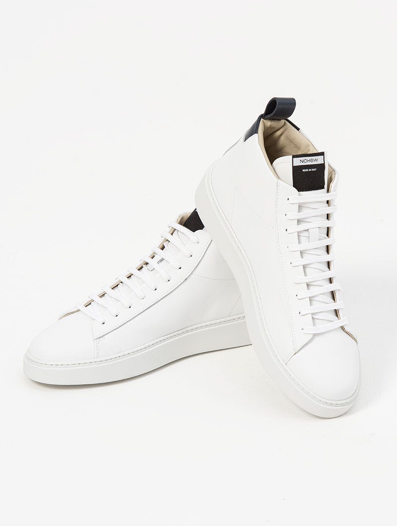 009 HIGH SNEAKERS IN WHITE AND DARK BLUE