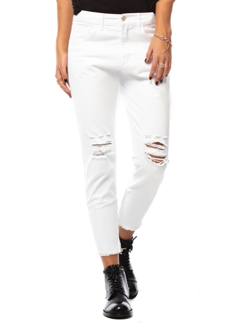 WMN WHITE RIPPED JEANS