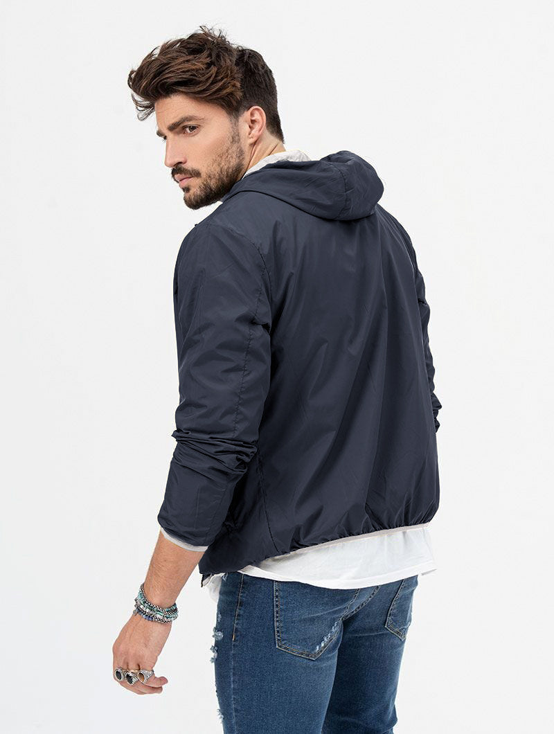JACKSON REVERSIBLE JACKET IN SILVER AND BLUE