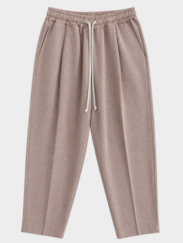 PANTALON CARROT-FIT À CORDON DE SERRAGE BEIGE