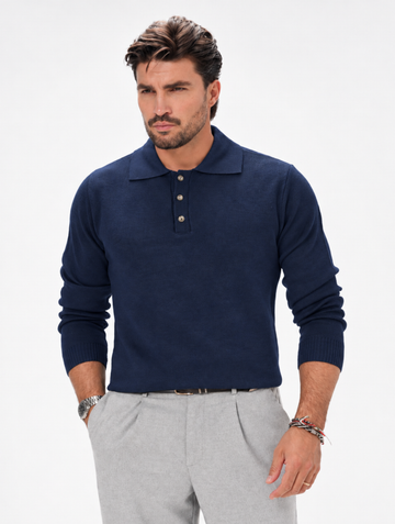 KNITTED POLO IN NAVY