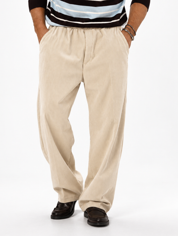 PANTALONES CASUALES DE TERCIOPELO EN COLOR CREMA