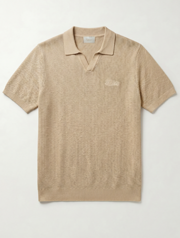 BUTTONLESS KNIT POLO IN SAND