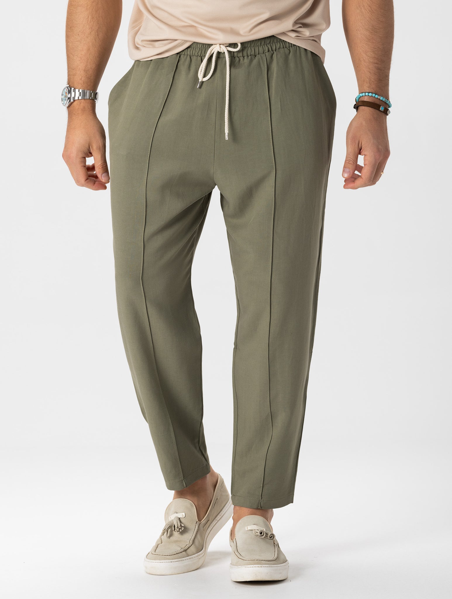 LEON CASUAL PANTS IN GREEN