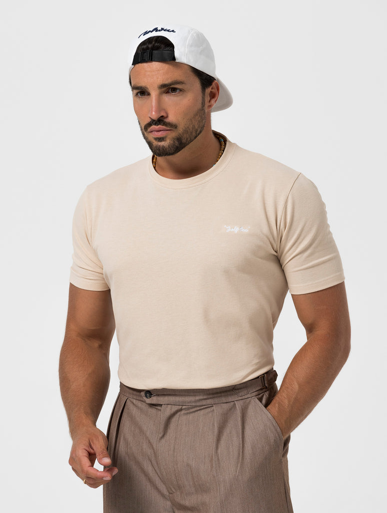 T-SHIRT GOLF RICAMATA BEIGE