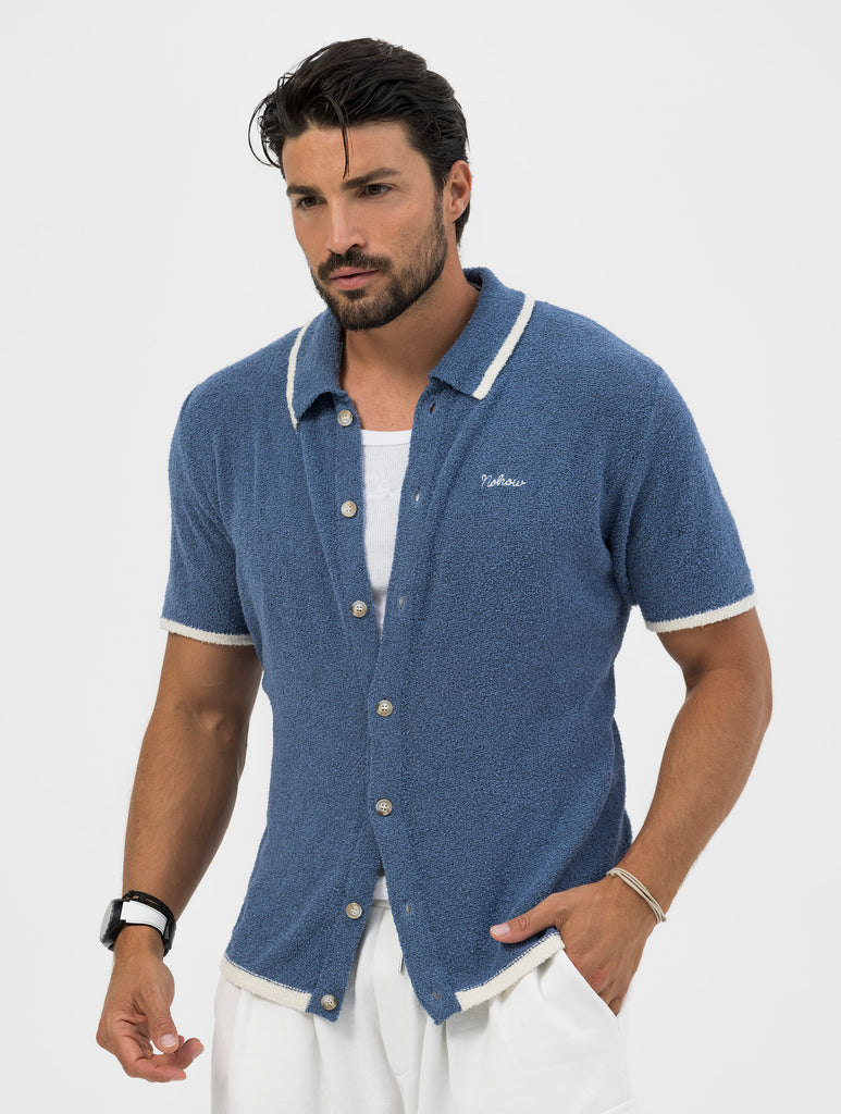 CURT CARDIGAN A MANICHE CORTE CELESTE