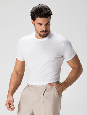 T-SHIRT AUS SCHOTTISCHEM GARN  BAUMWOLLMISCHUNG IN WEISS