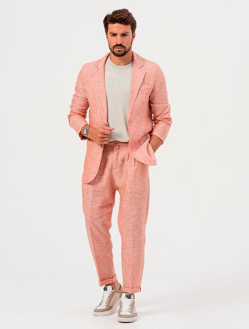 FEDRO SINGLE BREASTED SUIT IN CORAL
