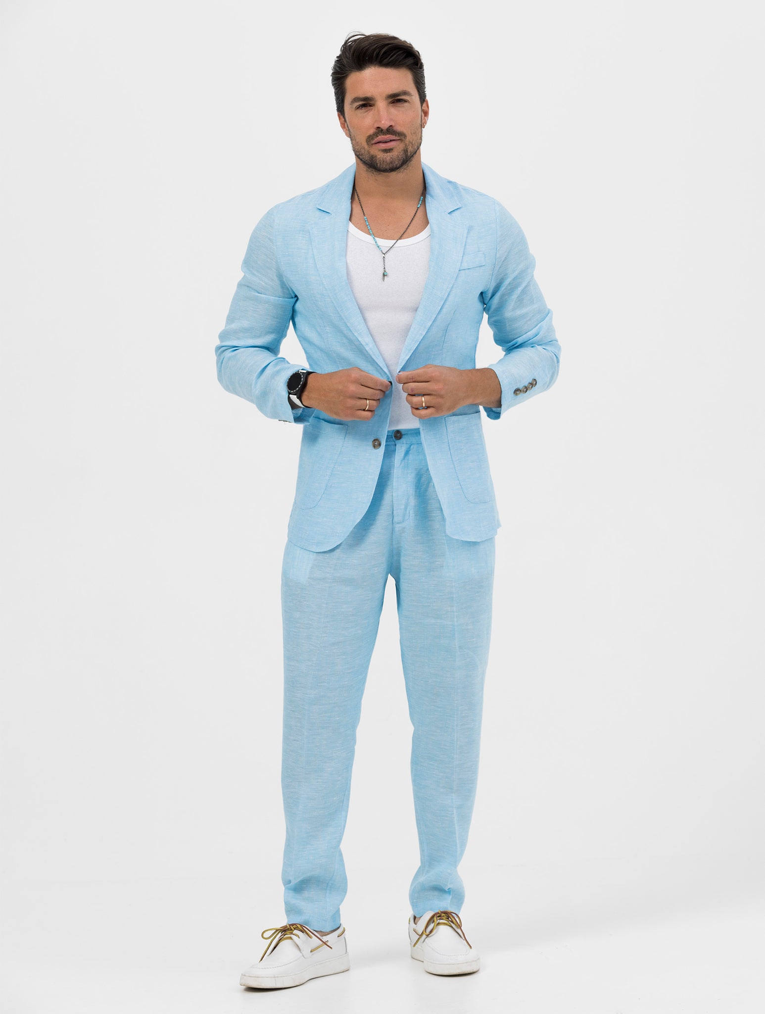 FEDRO SINGLE BREASTED BLAZER IN TURQUOISE