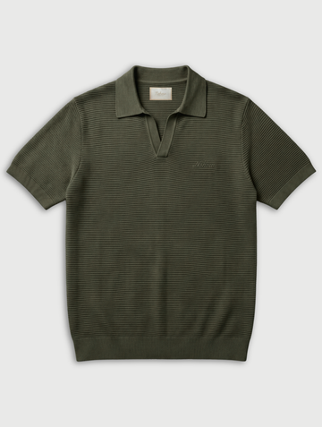 KNIT POLO BUTTONLESS IN ARMY GREEN