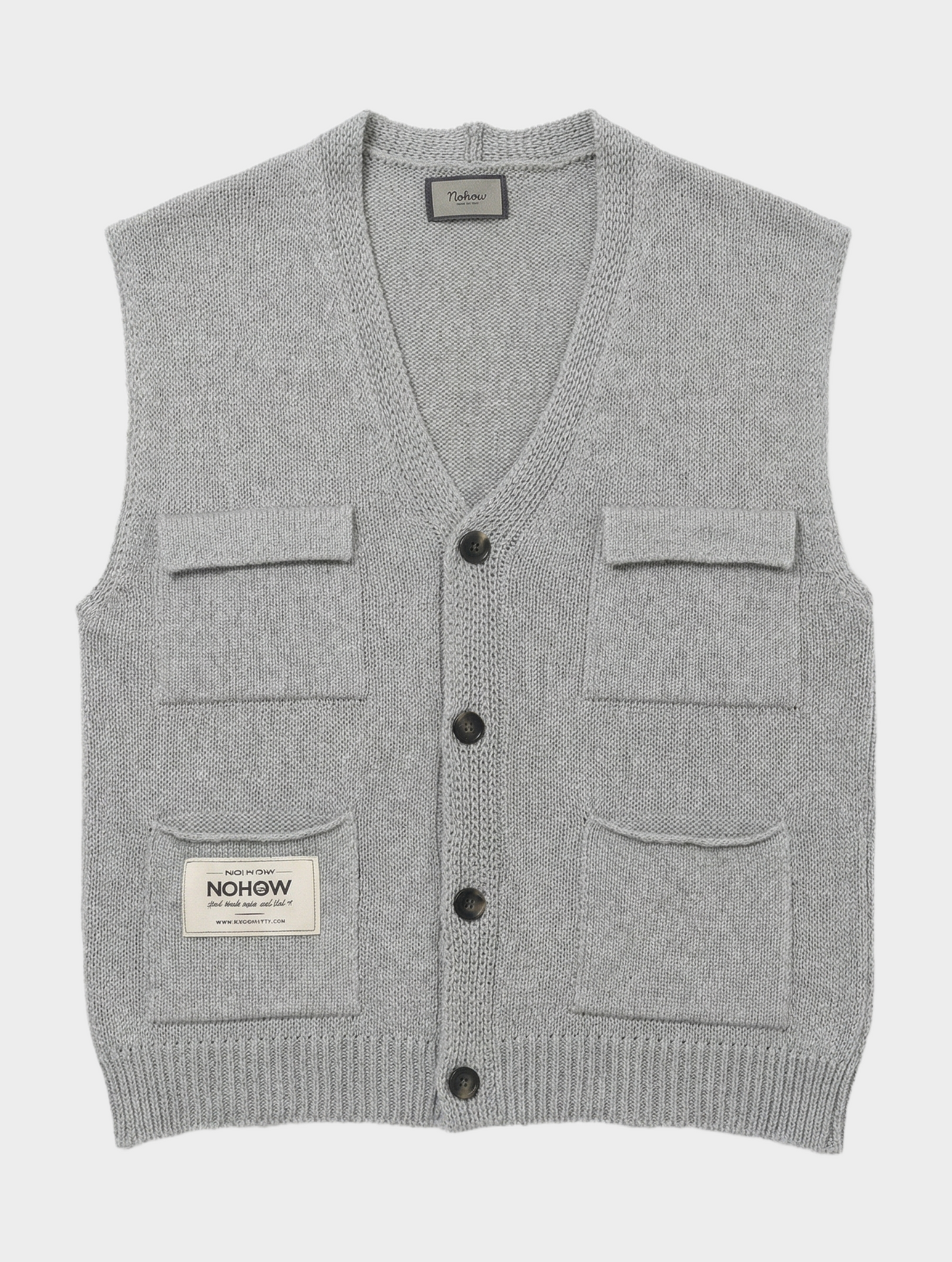 4-POCKET VEST IN GREY - Luxury Knit Vest, Made in Italy | Nohow