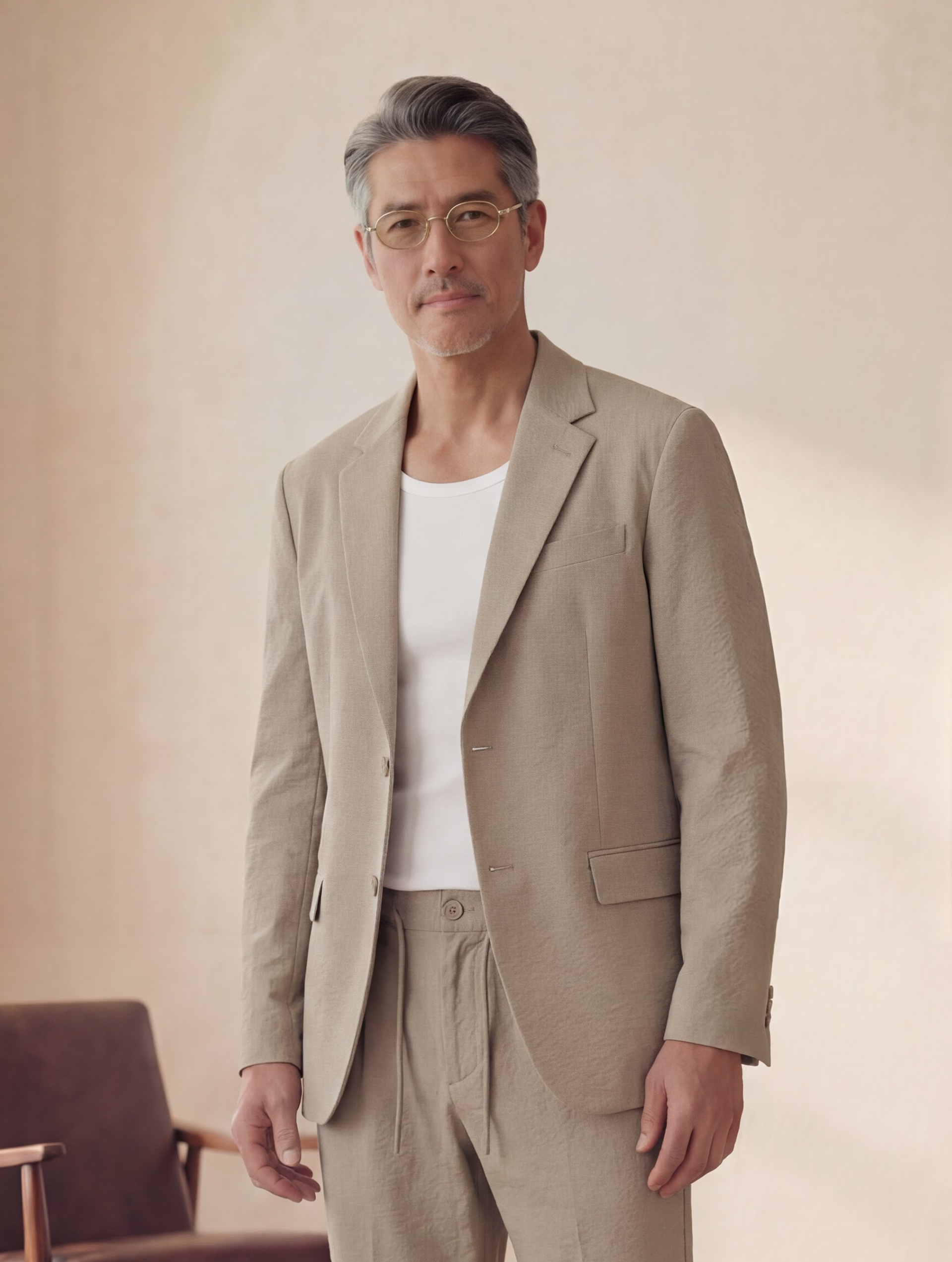 Man wearing a sand blazer