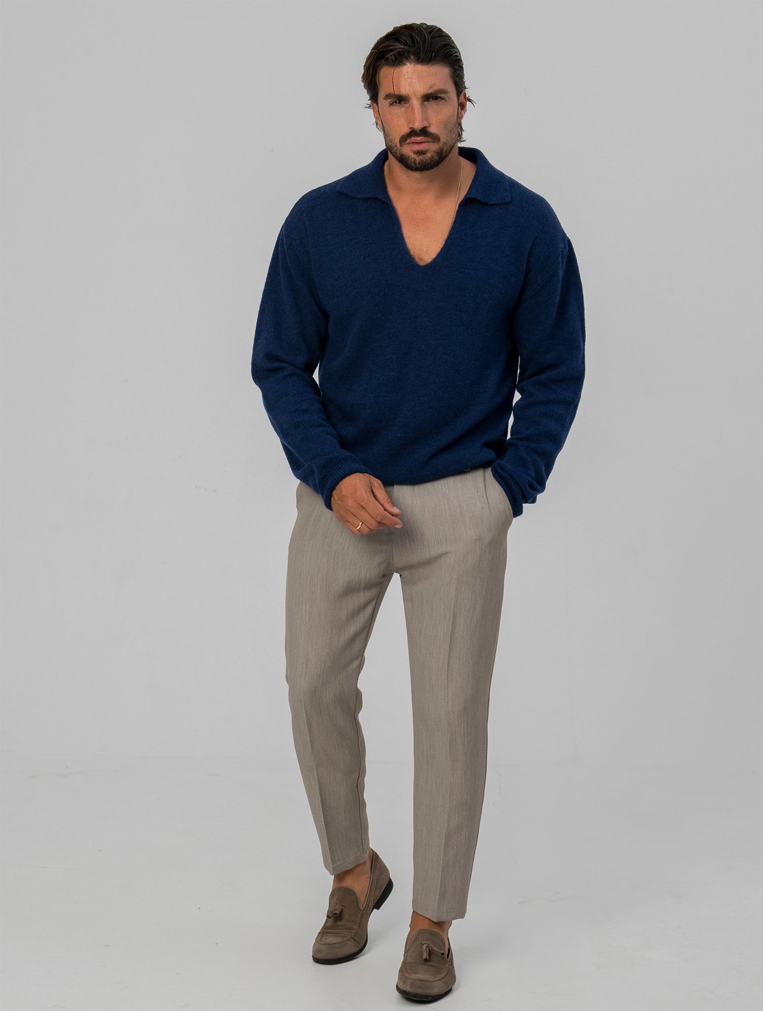 BRAD POLO SWEATER IN BLUE