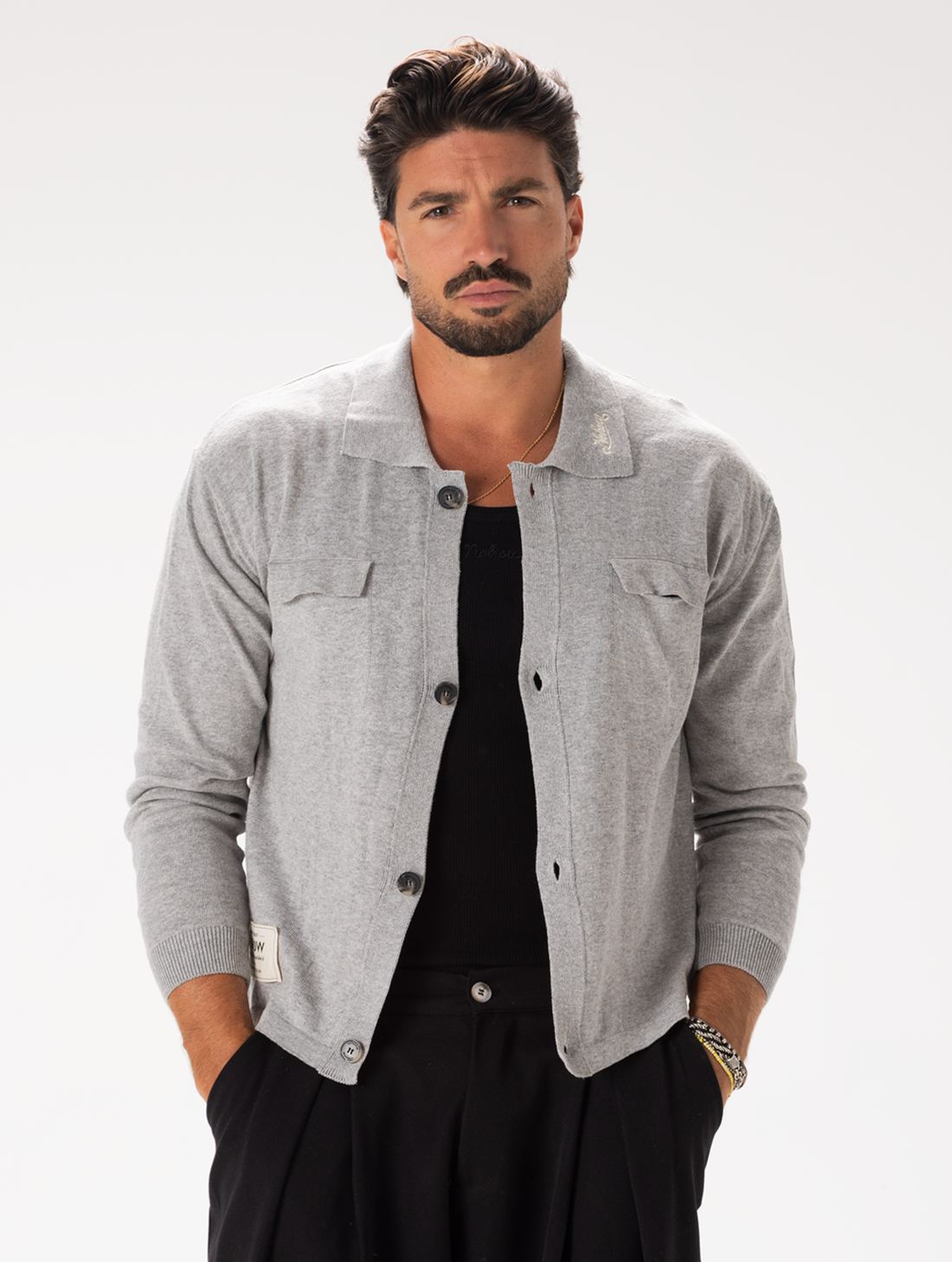 LIGHTWEIGHT CARDIGAN WITH POCKETS IN GREY