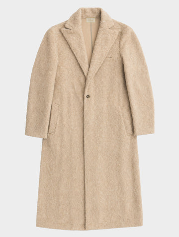 BEIGE COAT IN SOFT CORDED FABRIC