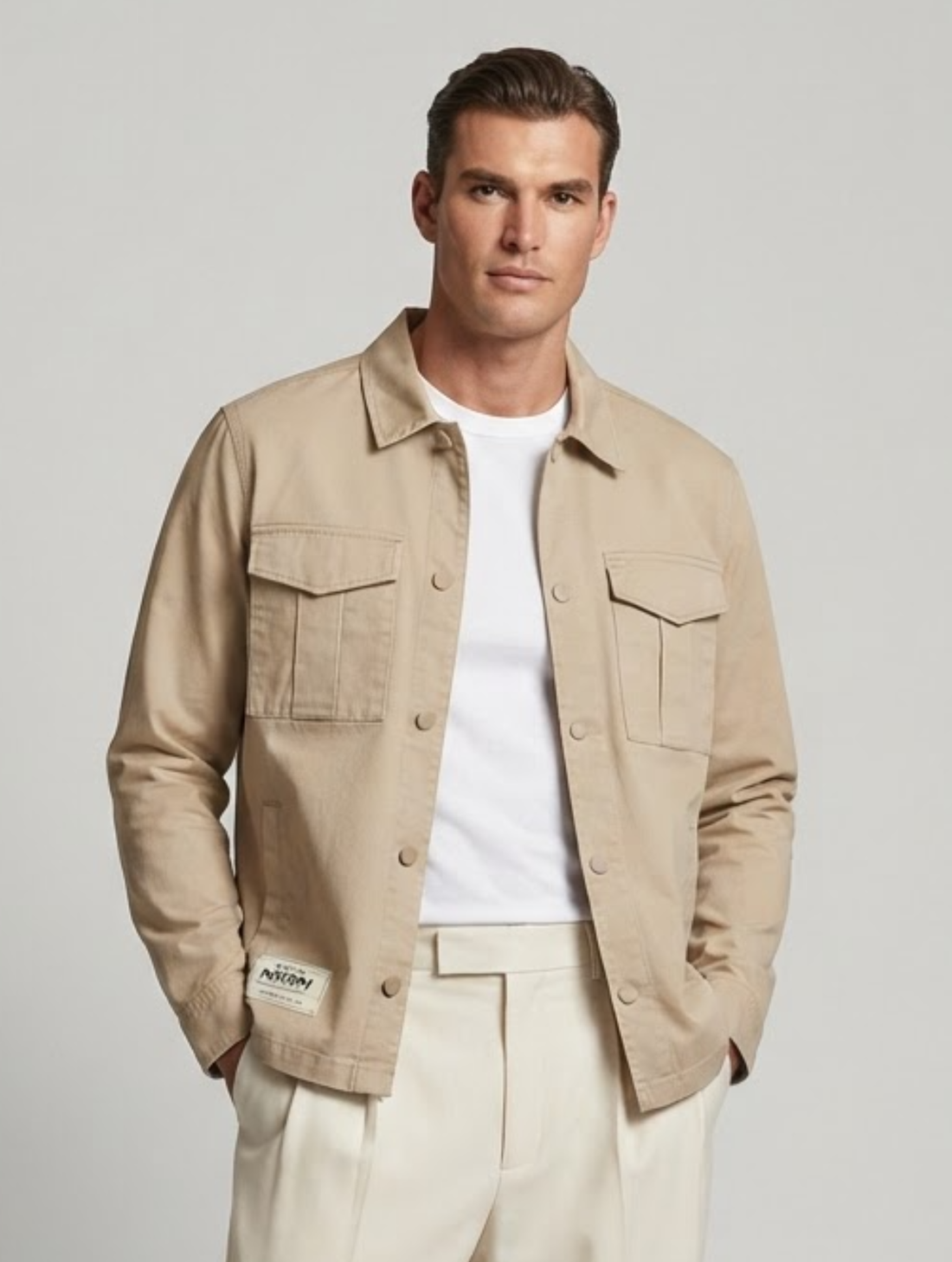 OVER SHIRT IN BEIGE WITH NOHOW LABEL